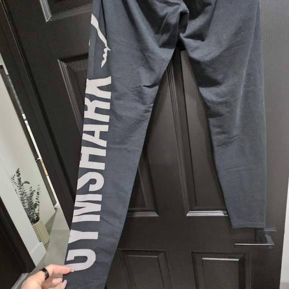 Gymshark Charcoal Leggings with White Logo - Picture 3 of 3